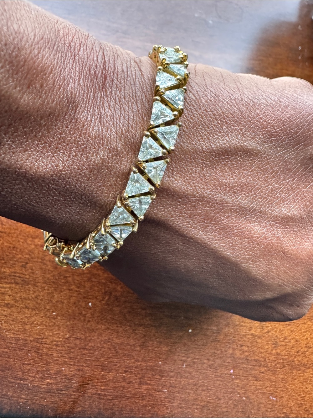 Suzanna Somers Gold-Tone trillion CZ Tennis Bracelet